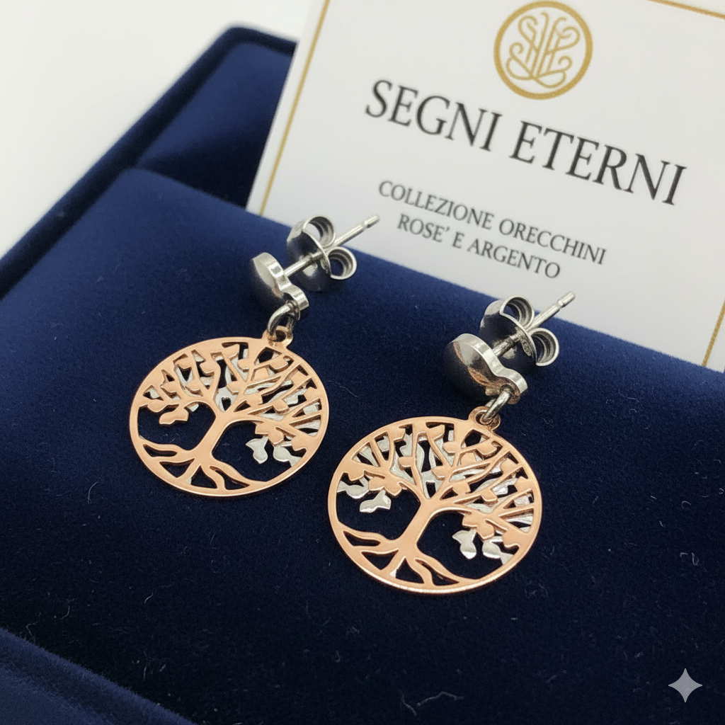Ohrring Stecker Baum des Lebens rund rosegold silber DAVUTA Spirit Jewellery