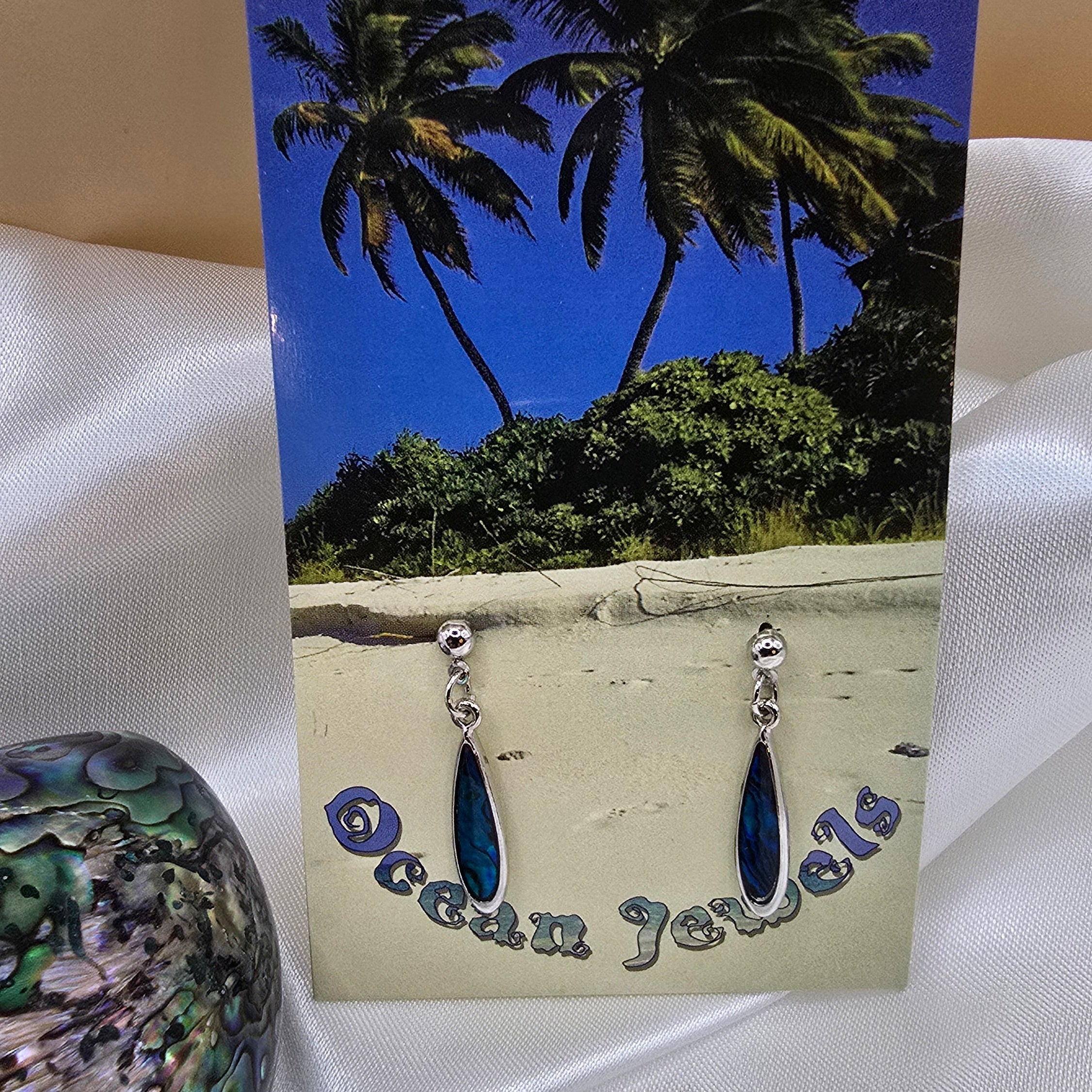 Damenorhrstecker-Abalane-Metall auf Jewelcard