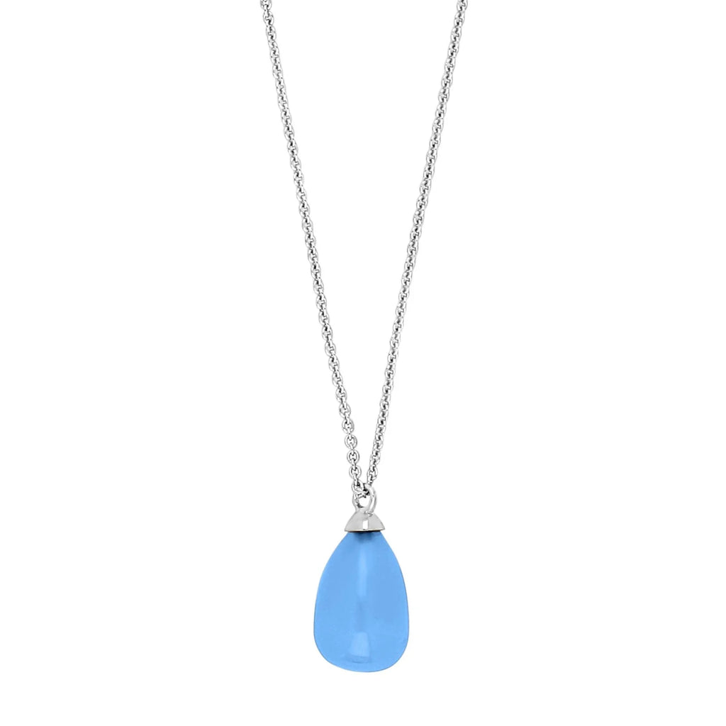 Damen Kette mit Anhänger / Goccia Azzurra / 925er Silber / Blauer Chalzedon / edel feminin