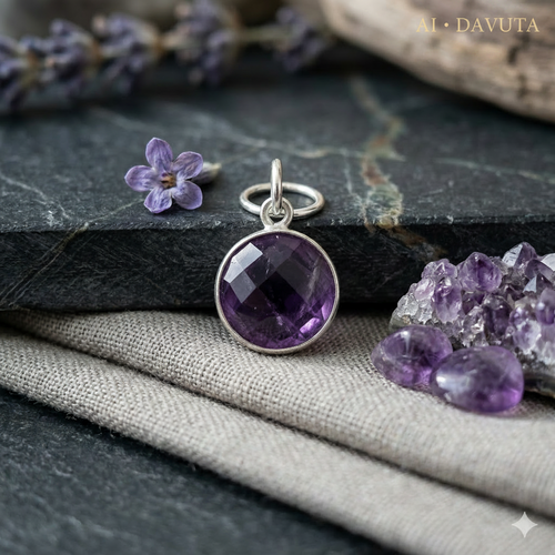 Damen Anhänger Amethyst klein rund Silber DAVUTA