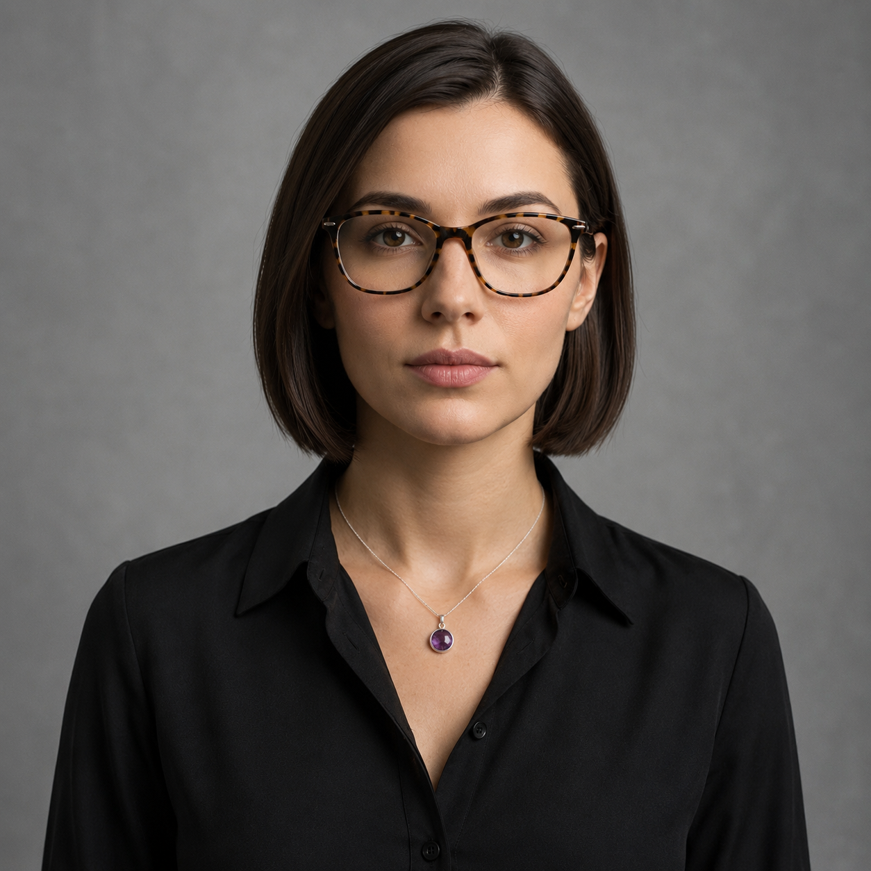 Damen Anhänger Amethyst klein rund Silber DAVUTA am Model