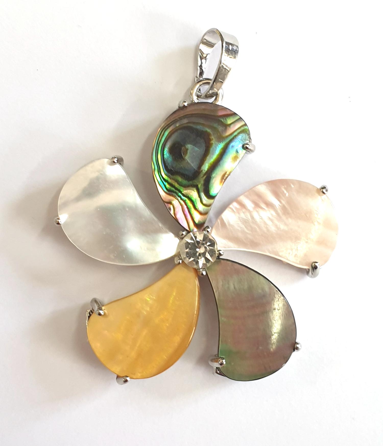 Damen Anhänger Blume Perlmutt Abalone