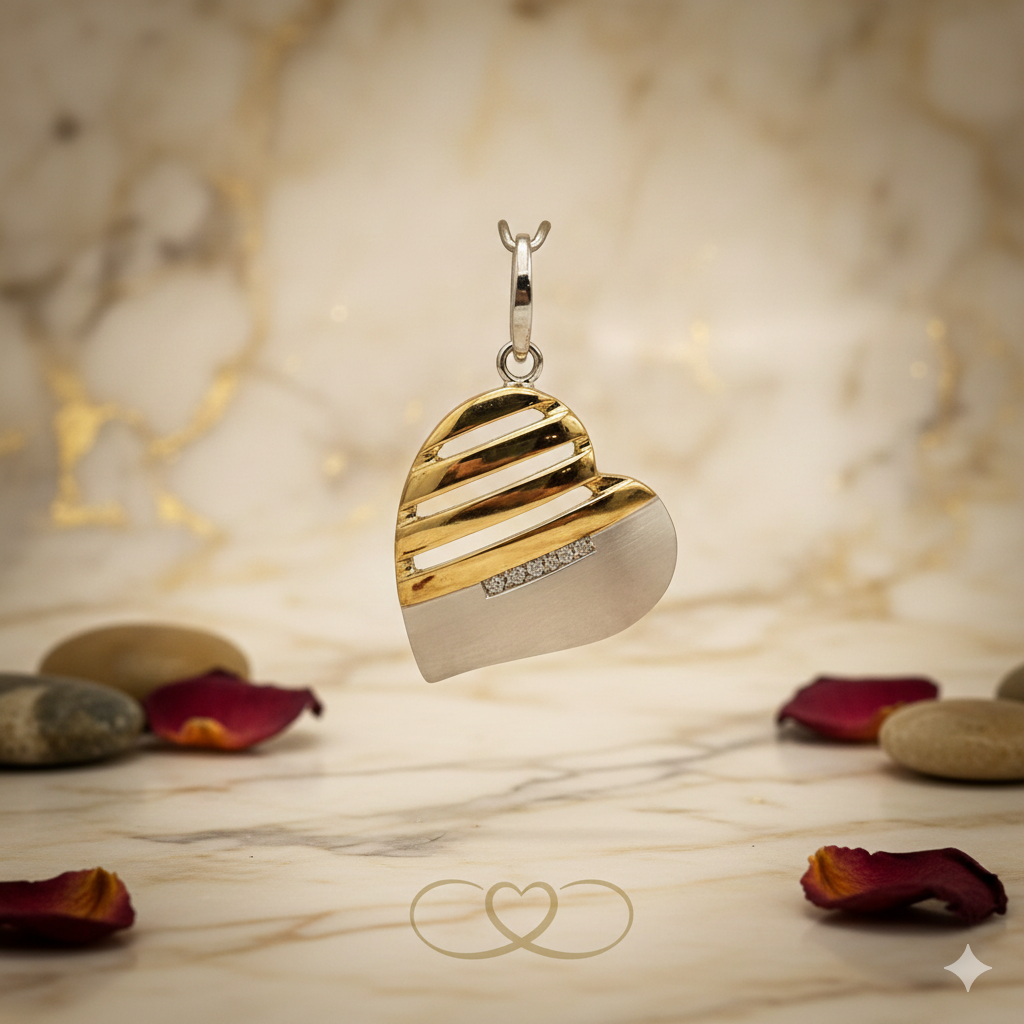 Damen Anhänger silber und vergoldet mit Zirkonia