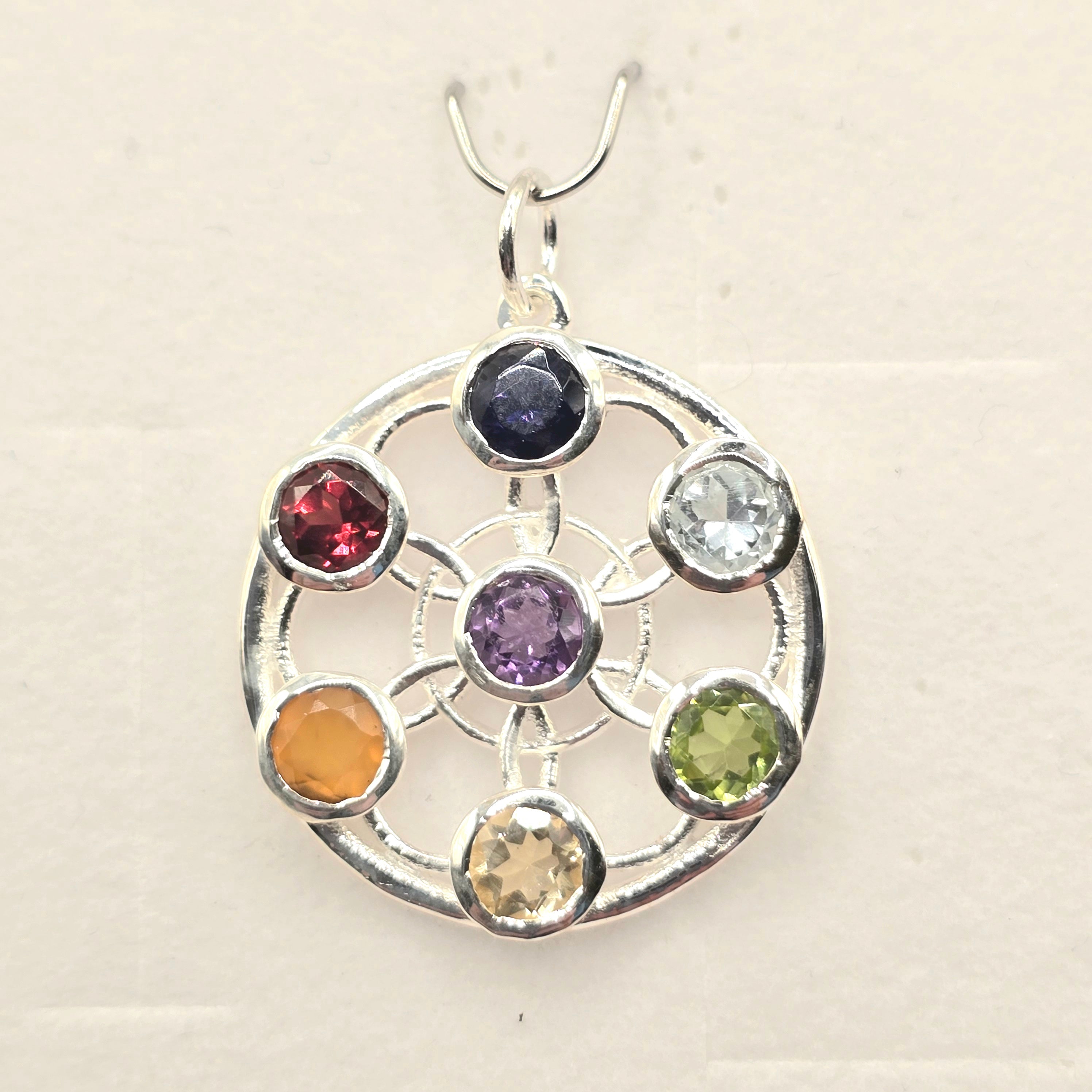 Damen Anhänger Mandala Chakren Silber DAVUTA Detail
