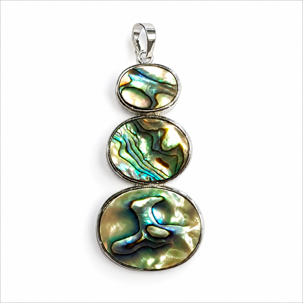 Damen Anhänger Oval Abalone Messing versilbert clean by DAVUTA