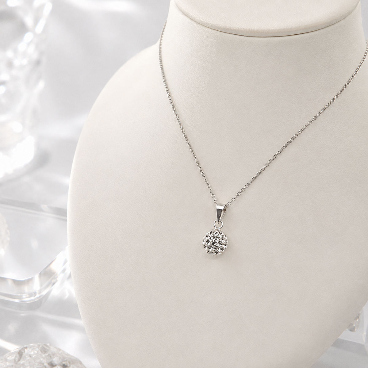 Damen Anhänger für Kette Pavékugel Silber  by DAVUTA