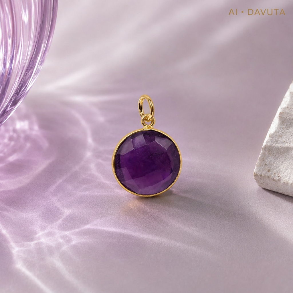 Damen Anhänger rund Amethyst Silber vergoldet DAVUTA