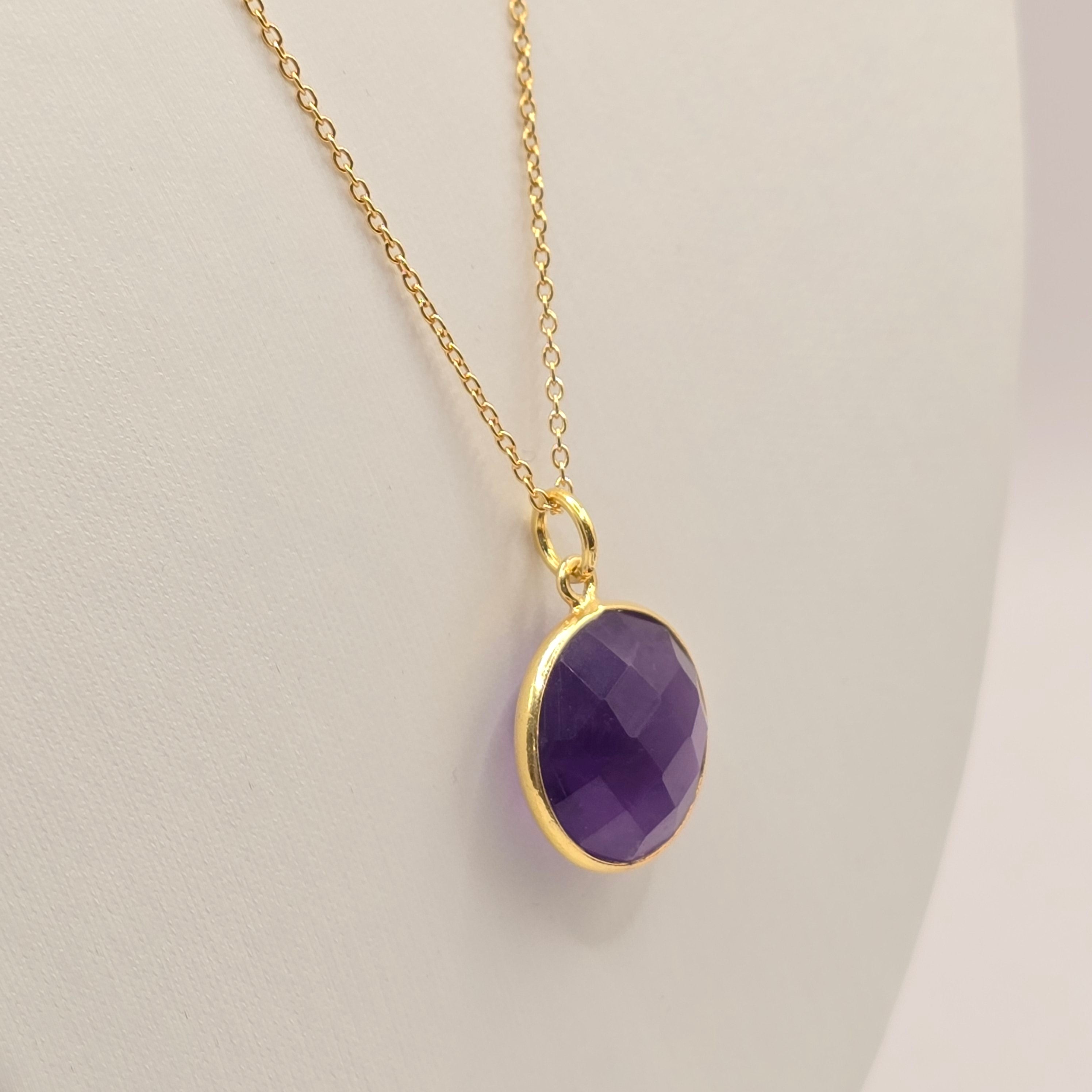 Damen Anhänger rund Amethyst Silber vergoldet DAVUTA seitlich