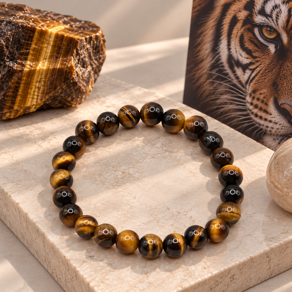 Damen Armband 8 mm Tigerauge DAVUTA
