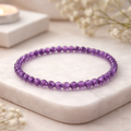 Damen Armband Amethyst 4 mm Kugeln elastisch by DAVUTA