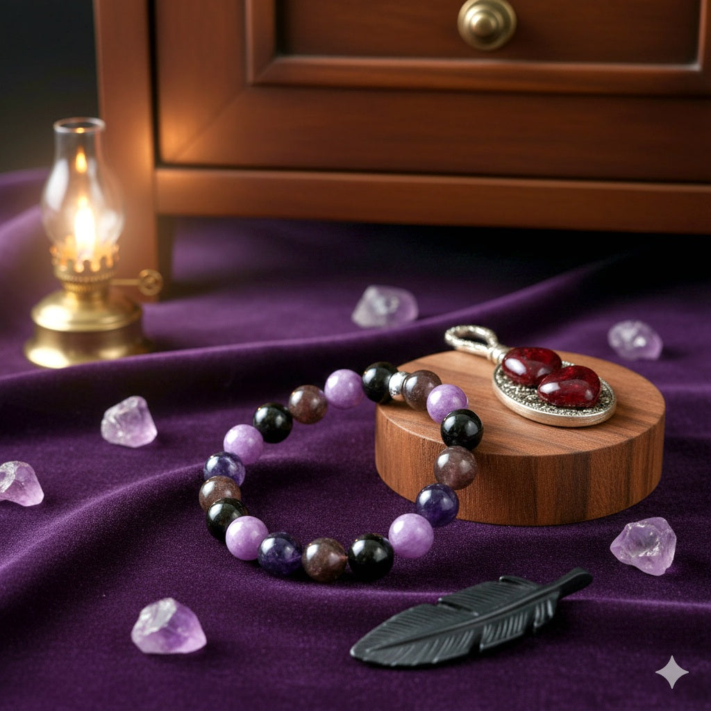 Damen Armband Amethyt und Kirschquarz mit Silberdetail Heide Heinzendorff by DAVUTA