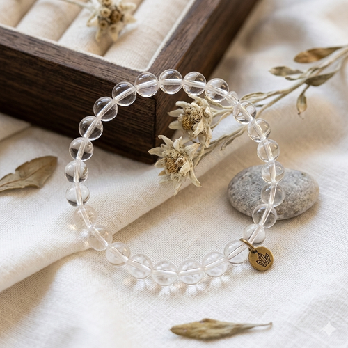 Damen Armband Bergkristall 6 mm Kugeln by DAVUTA