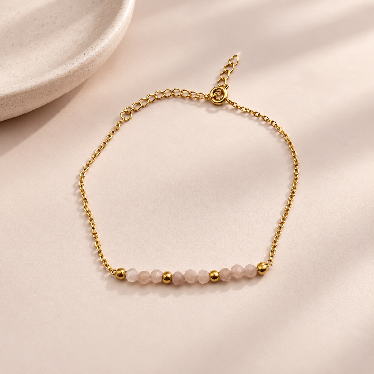 Damen Armband Edelstahl Mondstein DAVUTA