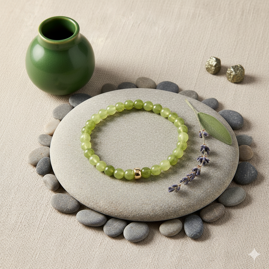 Damen Armband Grüner Schwammquarz mit Golddetail Heide Heinzendorff by DAVUTA