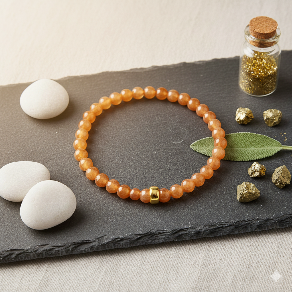 Damen Armband Edelstein Schwammquarz orange mit Golddetail Heide Heinzendorff by DAVUTA