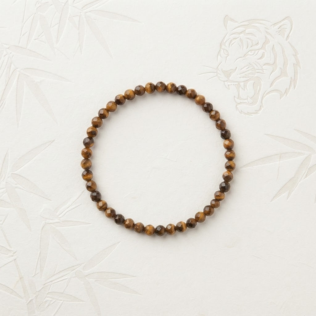 Damen Armband Elastisch 4 mm Tigerauge facettiert DAVUTA