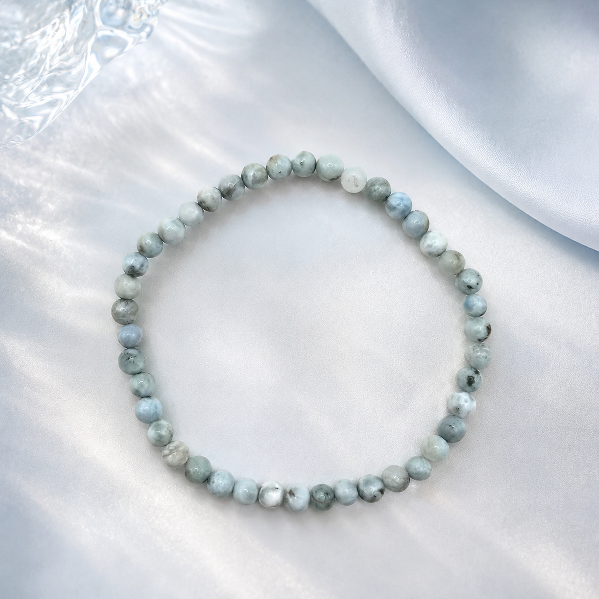 Damen Armband Elastisch Larimar 4 mm Kugeln