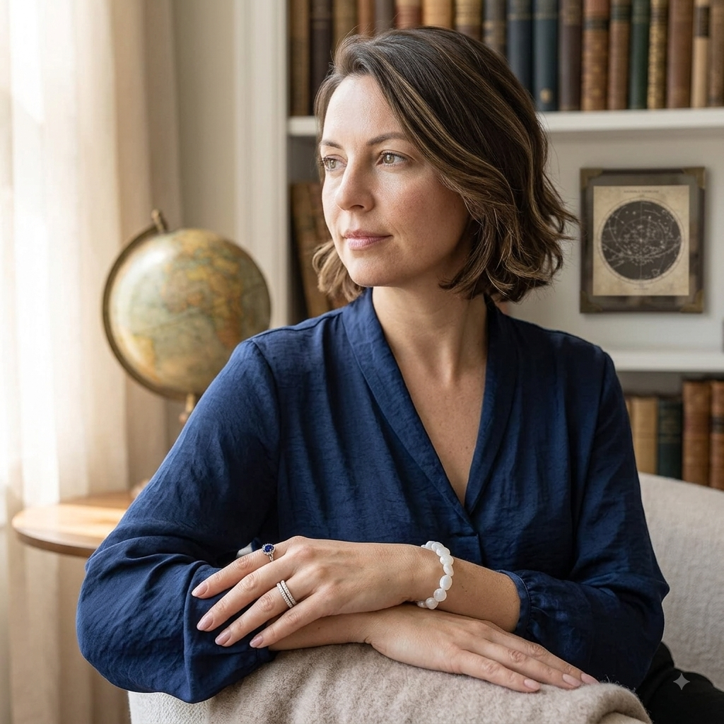 Damen Armband Elastisch Mondstein weiß Nuggets am Model by DAVUTA