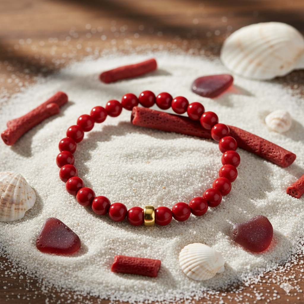 Damen Armband Koralle von Heide Heinzendorff mit Golddetail by DAVUTA