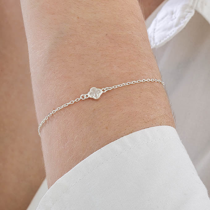 Damen Armband Kleeblatt Silber DAVUTA am Arm 2