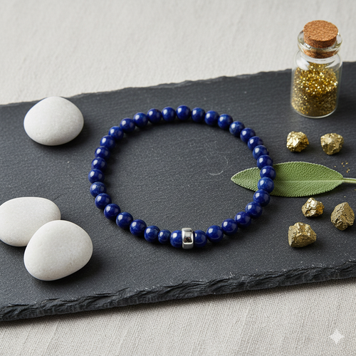 Damen Armband Lapis mit Silberdetail Heide Heinzendorff by DAVUTA