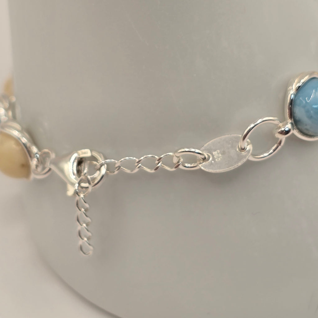 Damen Armband Larimar Bernstein Silber Detail 2