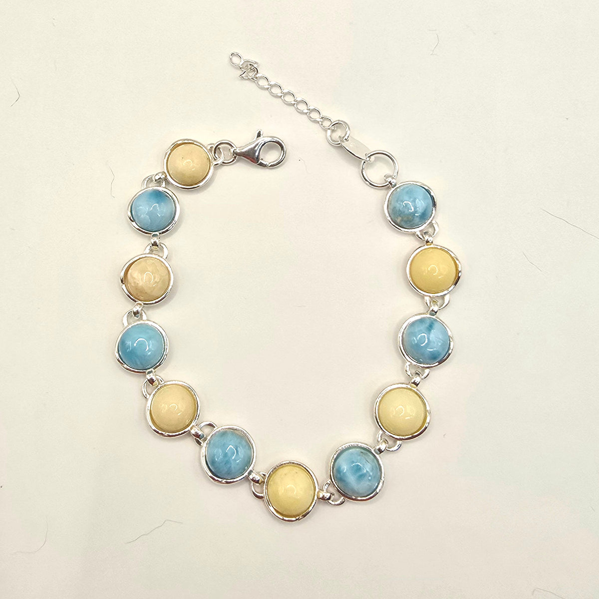 Damen Armband Larimar Bernstein Silber clean