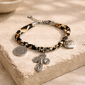 Damen Armband Leoprint mit Symbolen aus Edelstahl by DAVUTA