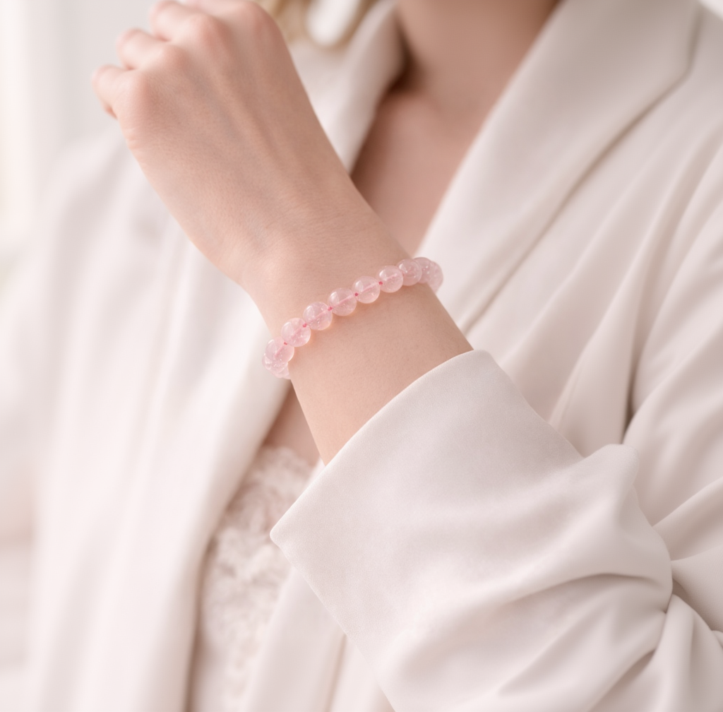 Damen Armband Modell Rosenquarz 8 mm by DAVUTA