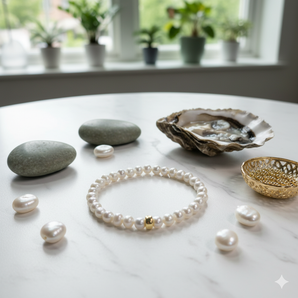 Armband Damen Sueßwasserperle mit Golddetail DAVUTA Spirit Jewellery