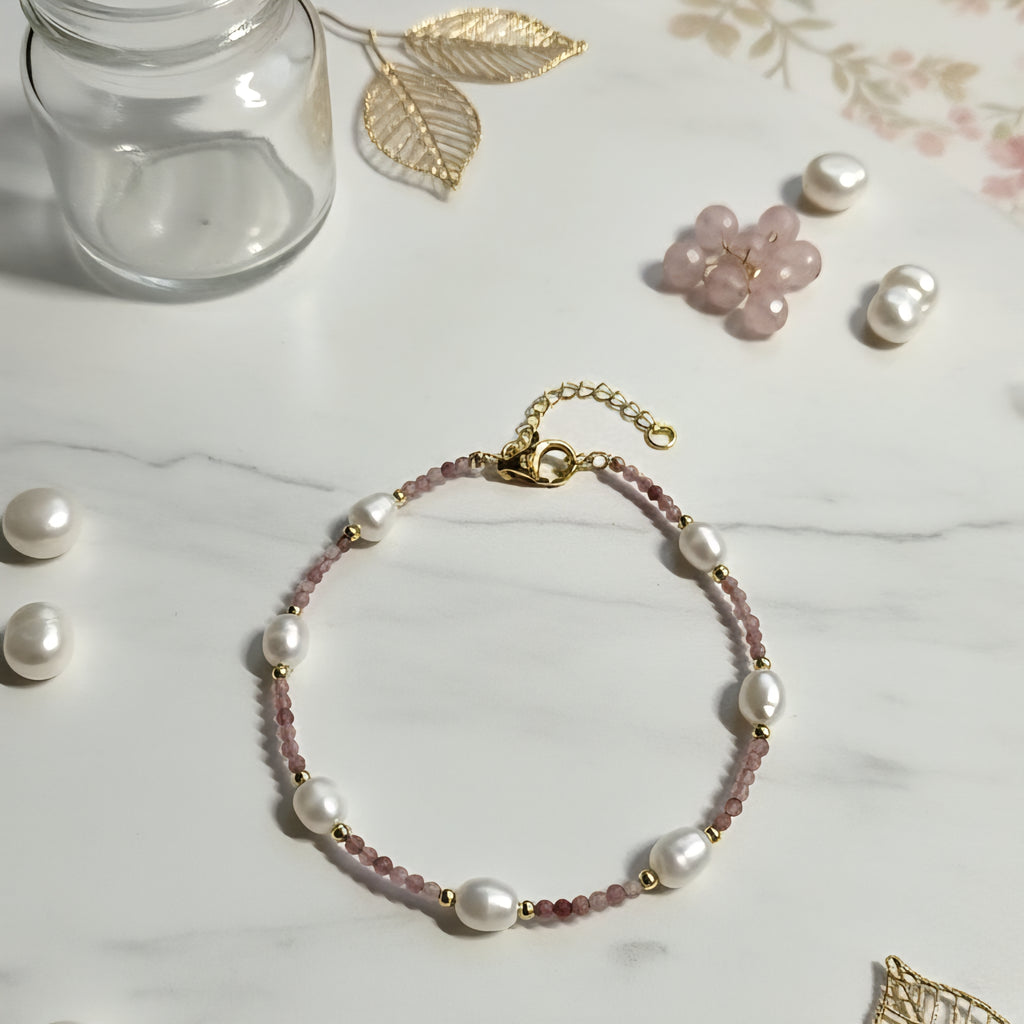 Damen Armband Süßwasserperlen Silber vergoldet