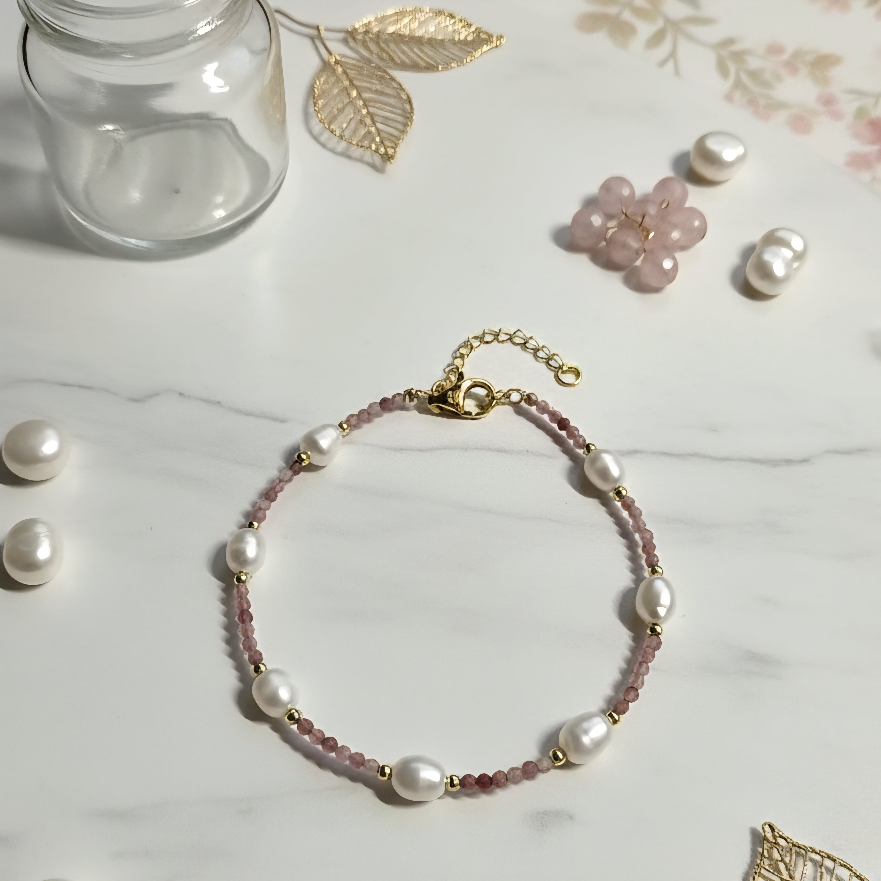 Damen Armband Süßwasserperlen Silber vergoldet