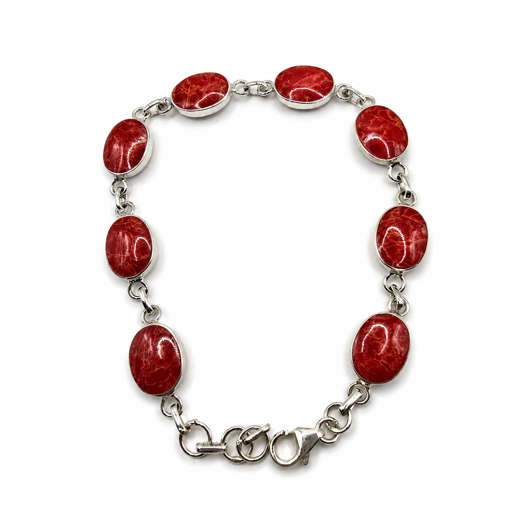 Damen Armband Silber Schaumkoralle rot clean by DAVUTA