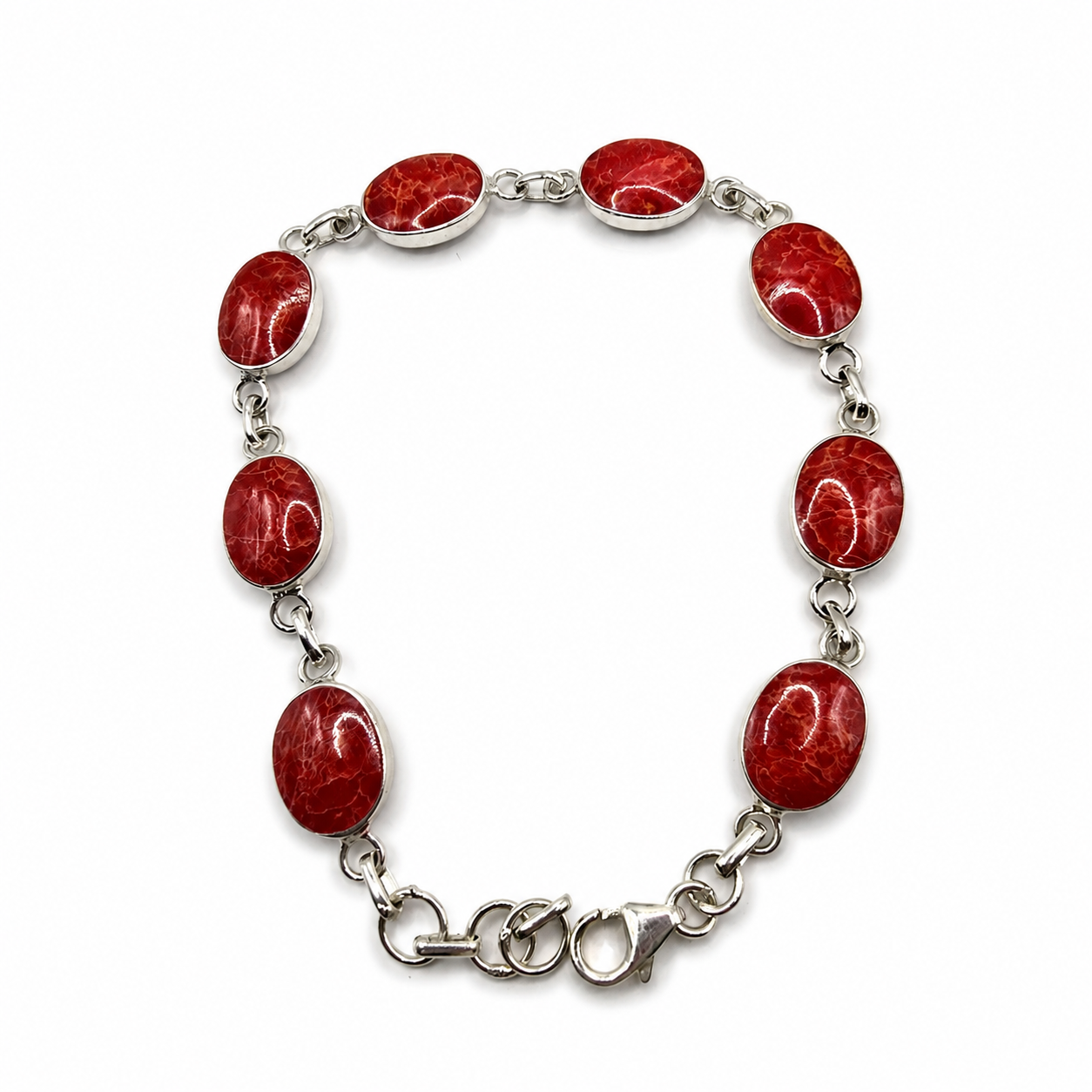 Damen Armband Silber Schaumkoralle rot clean by DAVUTA