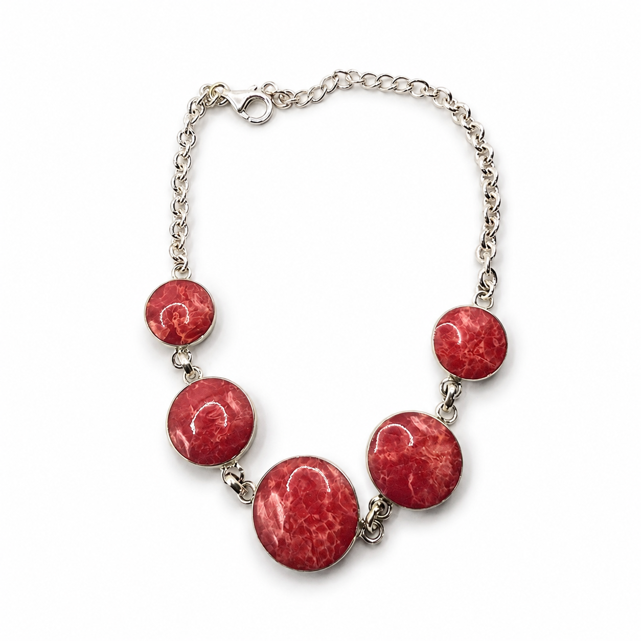 Damen Armband Silber mit Schaumkoralle rot clean by DAVUTA