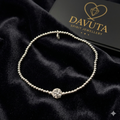 Damen Armband Silberperlen und Zirkonia Pavekugel by DAVUTA