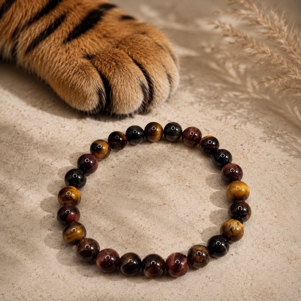 Damen Armband Tigerauge 8 mm Elastisch by DATUTA
