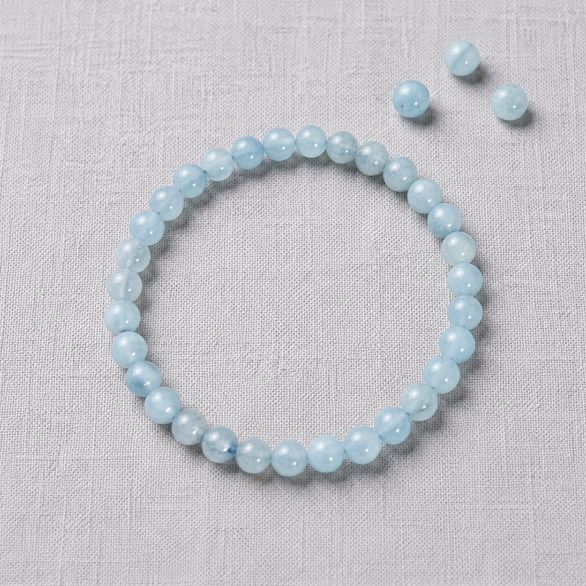 Damen Armband elastisch Aquamarin 6mm DAVUTA