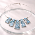 Damen Collier Draht mit blauem Perlmutt Schmuckelemten by DAVUTA