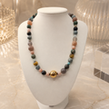 Damen Collier Edelsteinmix mit Verschlusskugel vergoldet by DAVUTA