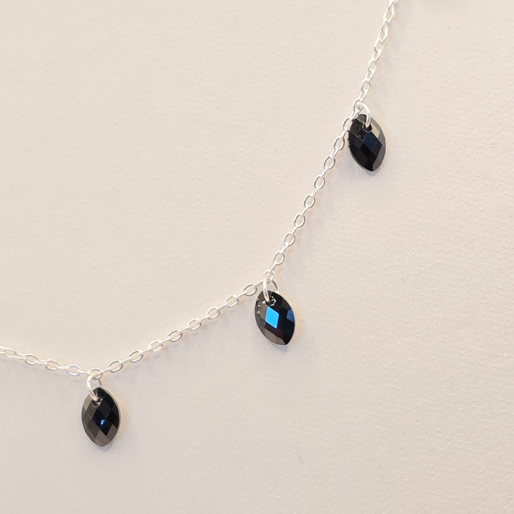 Damen Collier Kette Navette Silber Zirkonia DAVUTA Detail