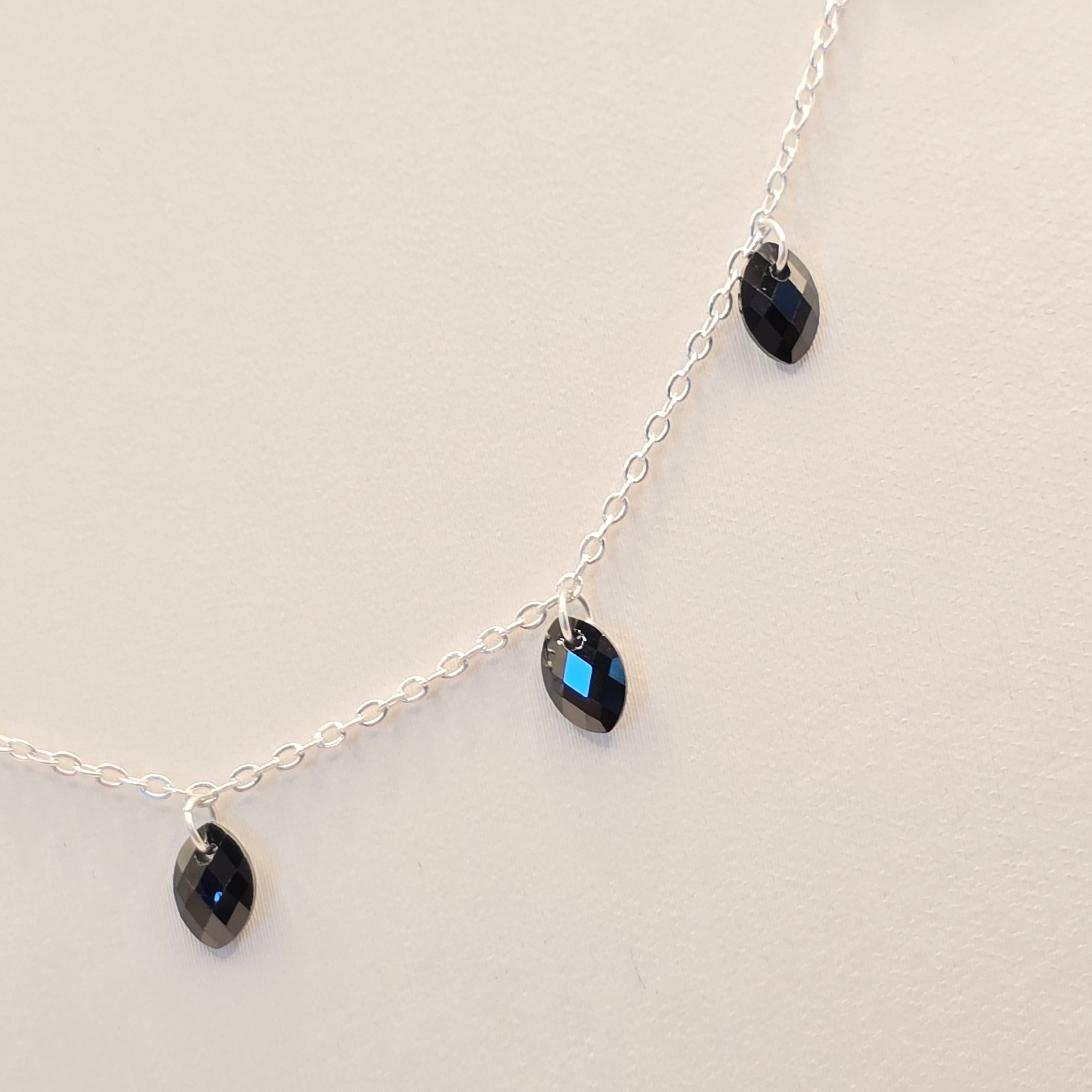 Damen Collier Kette Navette Silber Zirkonia DAVUTA Detail