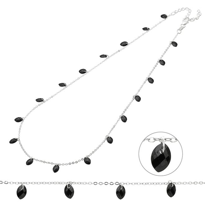 Damen Collier Kette Navette Silber Zirkonia DAVUTA Detail 2