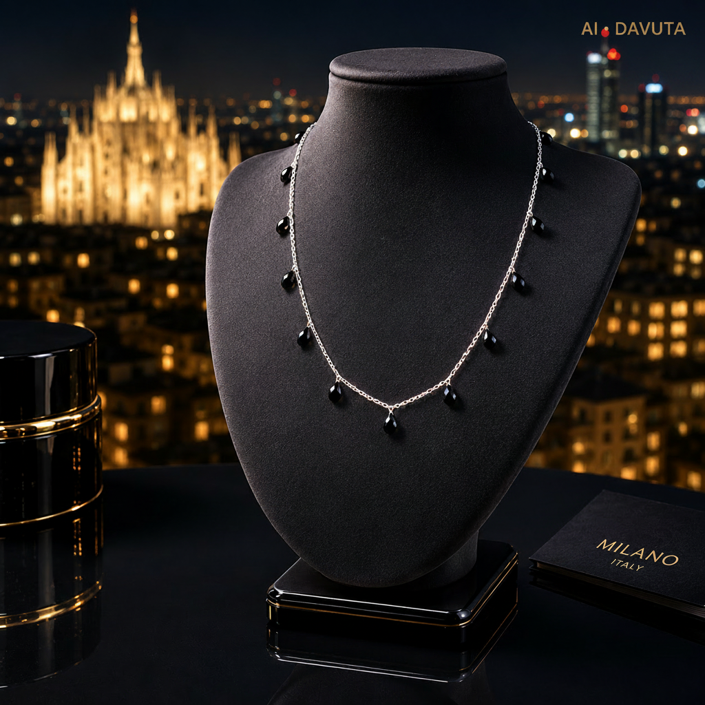 Damen Collier Kette Navette Silber Zirkonia DAVUTA an Büste