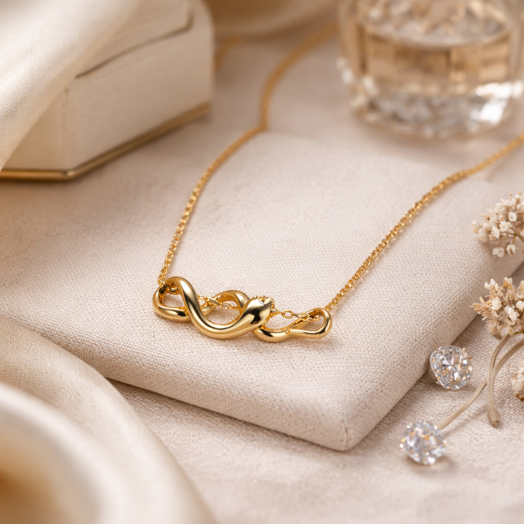 Damen Collier mit Schlangenanhänger vergoldet by DAVUTA