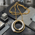 Damen Collier Kreis mit Kugelkette Messing vergoldet by DAVUTA