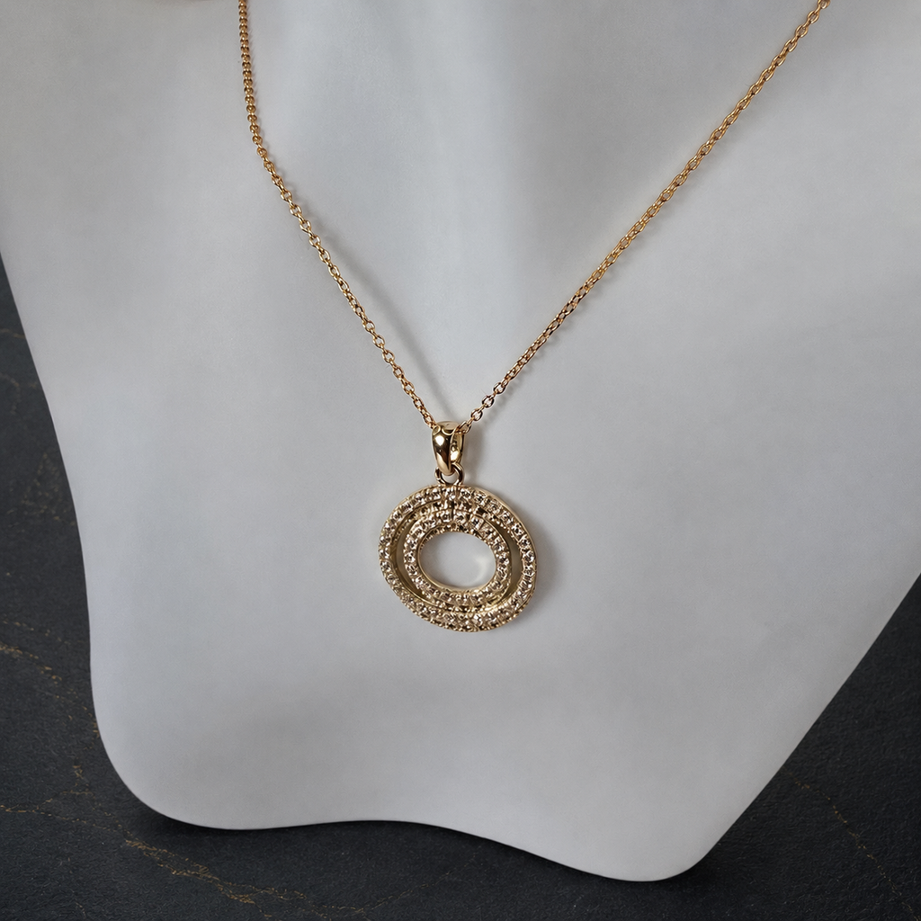 Damen Kette 4fach Kreis Gold Zirkonia by DAVUTA
