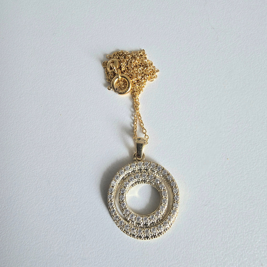 Damen Kette 4fach Kreis Gold Zirkonia clean by DAVUTA
