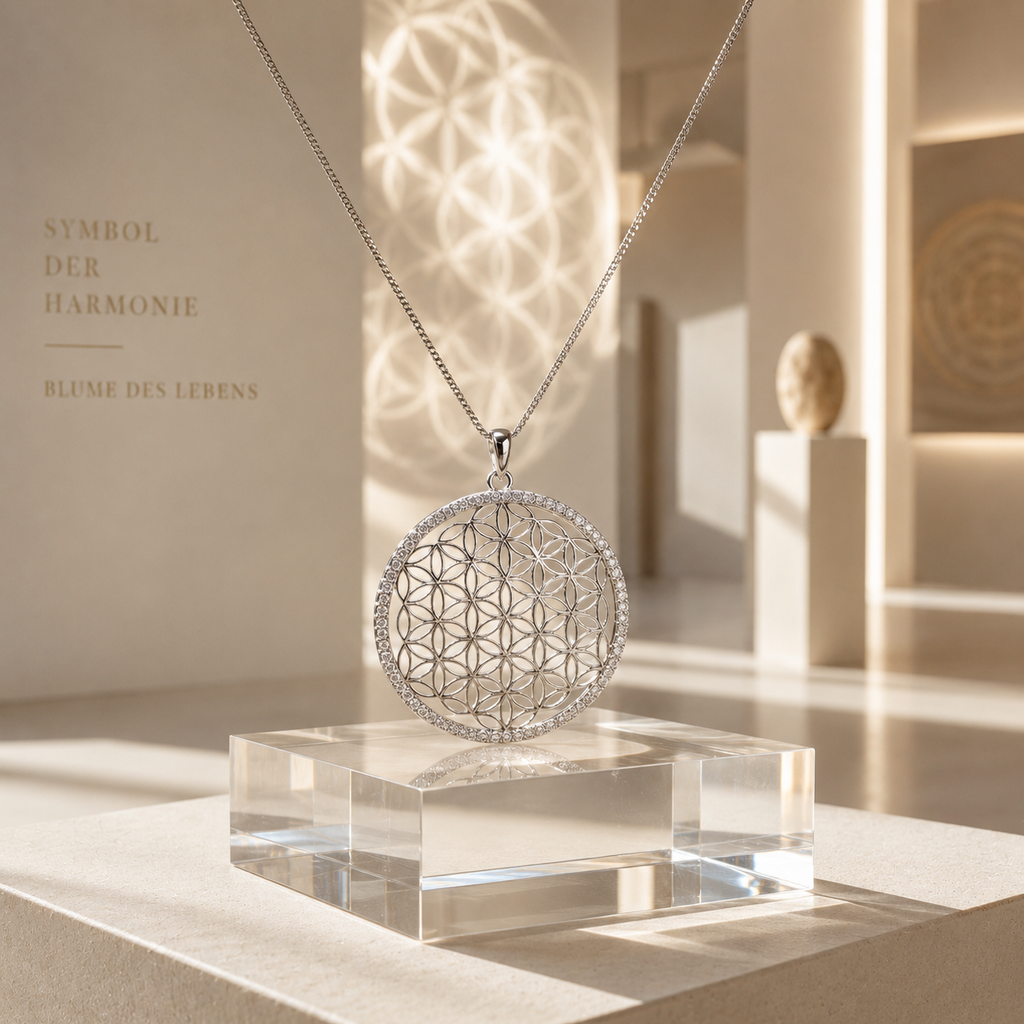 Damen Kette Anhänger Blume des Lebens Silbermit Zirkonia by DAVUTA