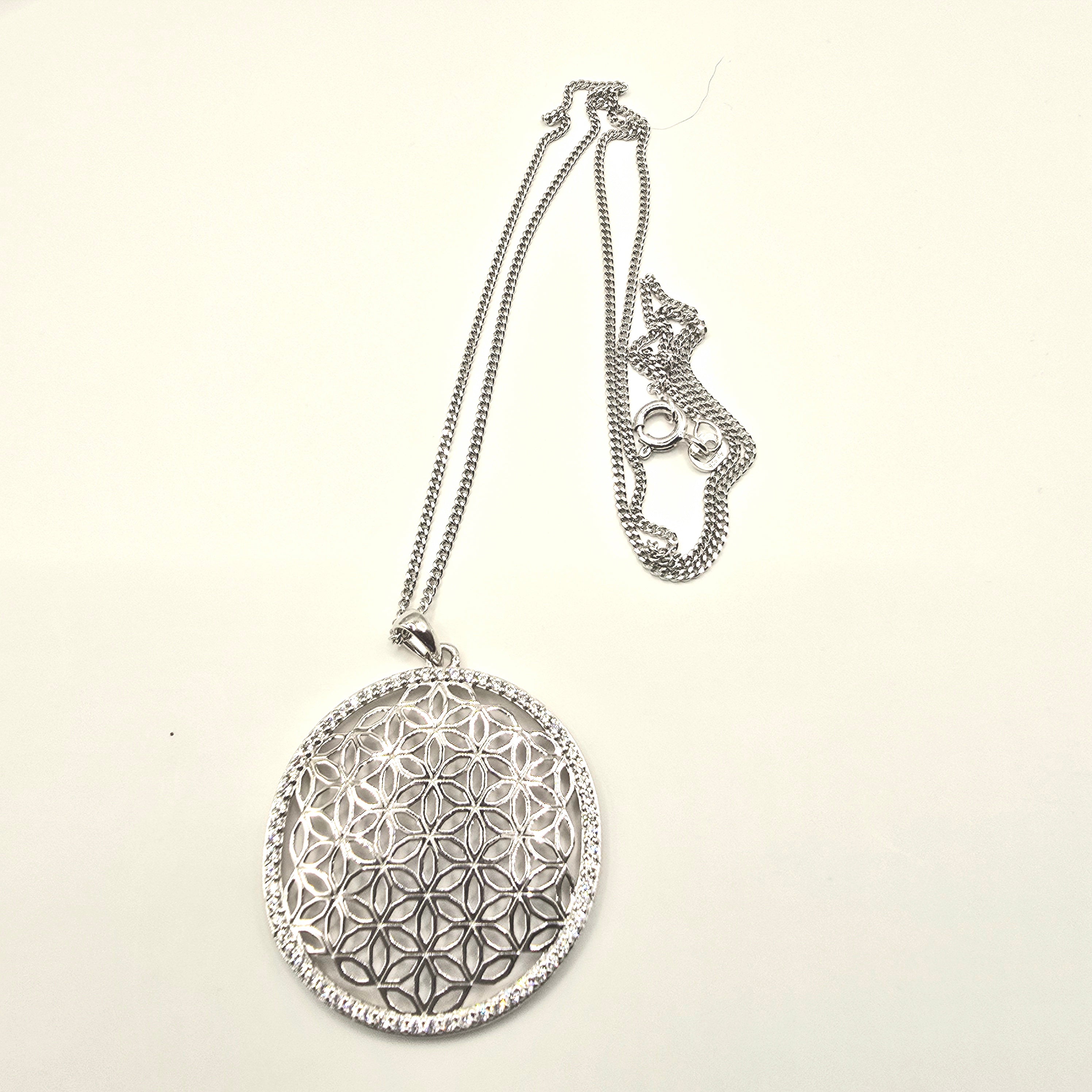 Damen Kette Anhänger Blume des Lebens Silbermit Zirkonia clean Details by DAVUTA